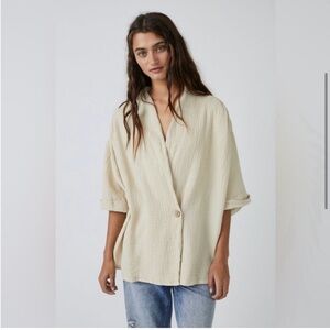 We The Free Beige Button Shirt